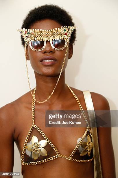 Model poses for a photo during Laurel DeWitt Spring 2016 New York Fashion Week at Church of the Holy Apostles on September 13, 2015 in New York City.