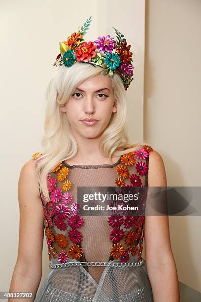 Model poses for a photo during Laurel DeWitt Spring 2016 New York Fashion Week at Church of the Holy Apostles on September 13, 2015 in New York City.