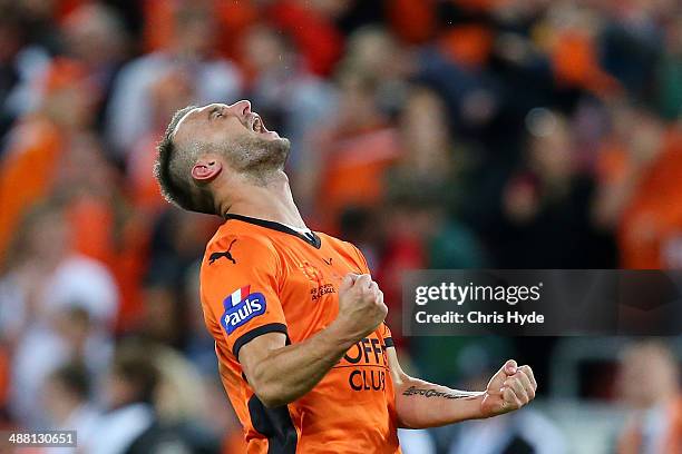 Ivan Franjic of the Roar celebrates winning the 2014 A-League Grand Final match between the Brisbane Roar and the Western Sydney Wanderers at Suncorp...