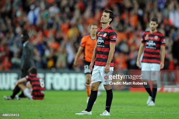 Labinot Haliti of the Wanderers looks dejected after the 2014 A-League Grand Final match between the Brisbane Roar and the Western Sydney Wanderers...