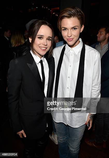 Actors Ellen Page and Ruby Rose at the Vanity Fair toast of "Freeheld" at TIFF 2015 presented by Hugo Boss and supported by Jaeger-LeCoultre at...