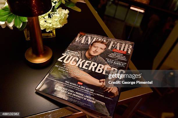 Vanity Fair Magazine is displayed at the Vanity Fair toast of "Freeheld" at TIFF 2015 presented by Hugo Boss and supported by Jaeger-LeCoultre at...