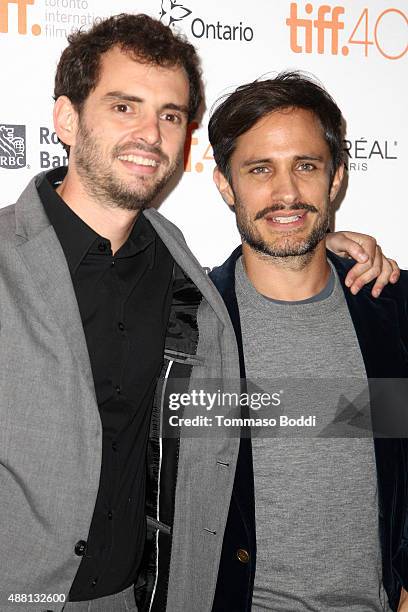Director and writer Jonas Cuaron and actor Gael Garcia Bernal attend the "Desierto" premiere during the 2015 Toronto International Film Festival held...