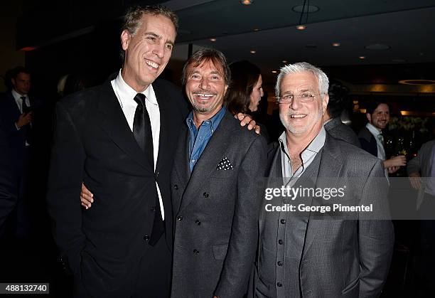 Producer Michael Shamberg, Lionsgate Motion Picture Group Co-Chairs Patrick Wachsberger and Rob Friedman at the Vanity Fair toast of "Freeheld" at...