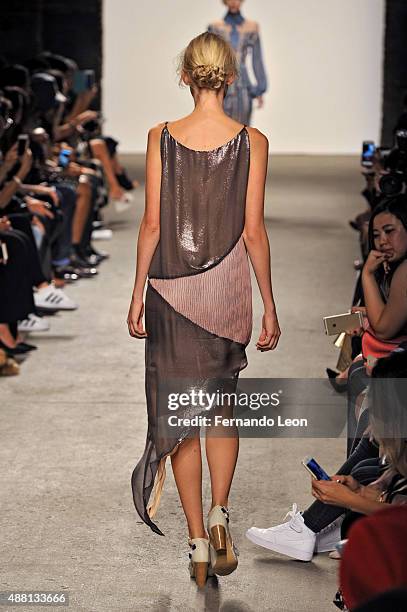 Model walks the runway wearing Vivienne Hu Spring 2016 during New York Fashion Week: The Shows at Art Beam on September 13, 2015 in New York City.