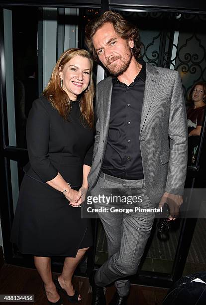 Senior West Coast Editor Krista Smith and actor Michael Shannon at the Vanity Fair toast of "Freeheld" at TIFF 2015 presented by Hugo Boss and...