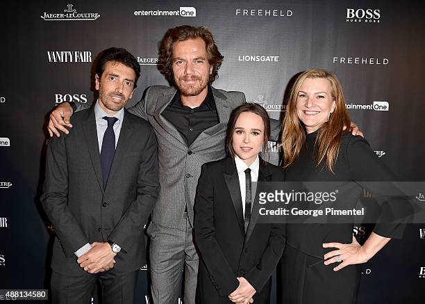 Jaeger-LeCoultre President Philippe Bonay, actors Michael Shannon, Ellen Page and VF Senior West Coast Editor Krista Smith at the Vanity Fair toast...