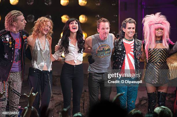 Lena Hall , Neil Patrick Harris , and cast members take their curtain call at the "Hedwig and the Angry Inch" Broadway final performance at the...