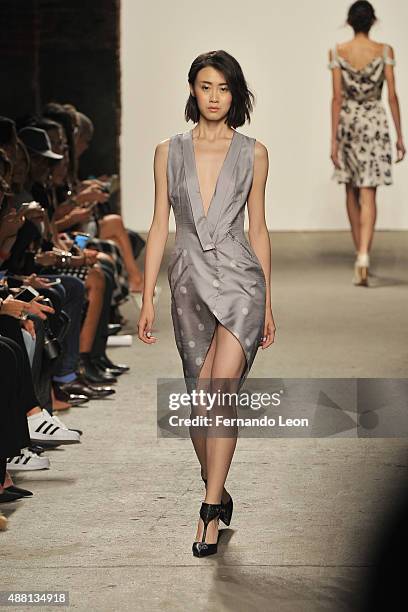 Model walks the runway wearing Vivienne Hu Spring 2016 during New York Fashion Week: The Shows at Art Beam on September 13, 2015 in New York City.