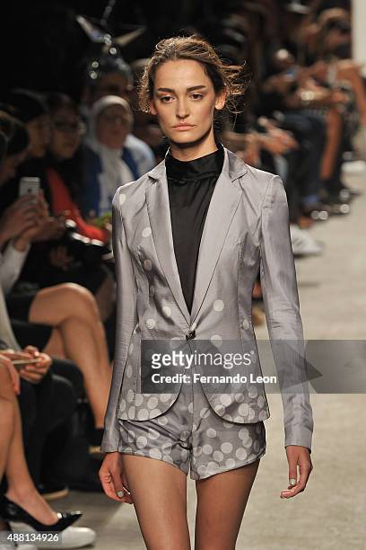 Model walks the runway wearing Vivienne Hu Spring 2016 during New York Fashion Week: The Shows at Art Beam on September 13, 2015 in New York City.