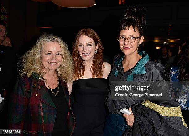 Director Patricia Rozema, actress Julianne Moore and guest attend the Vanity Fair toast of "Freeheld" at TIFF 2015 presented by Hugo Boss and...