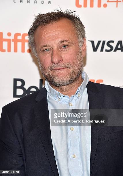 Actor Michael Nyqvist attends the "Colonia" premiere during the 2015 Toronto International Film Festival at the Princess of Wales Theatre on...