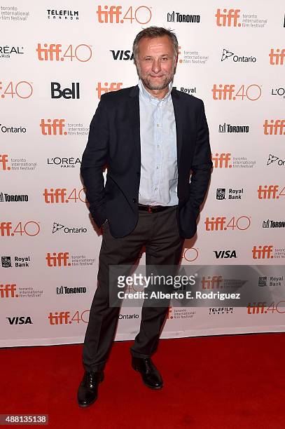 Actor Michael Nyqvist attends the "Colonia" premiere during the 2015 Toronto International Film Festival at the Princess of Wales Theatre on...