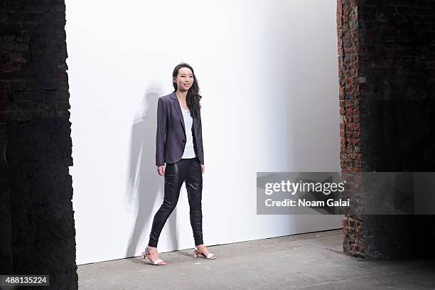 Designer Vivienne Hu walks the runway during Vivienne Hu Spring 2016 during New York Fashion Week: The Shows at Art Beam on September 13, 2015 in New...