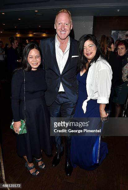 Truc Nguyen, Glen Baxter and Sisi Peneloza attend the Vanity Fair toast of "Freeheld" at TIFF 2015 presented by Hugo Boss and supported by...