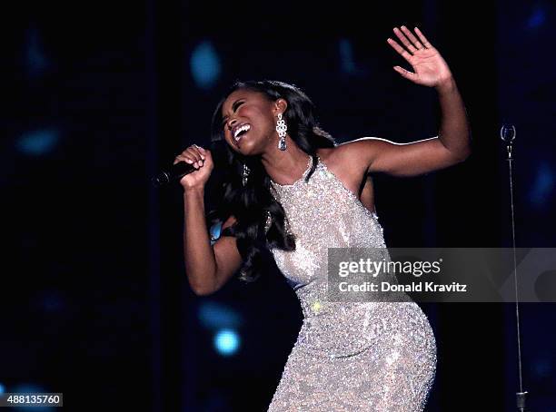 Miss South Carolina Daja Dial performs onstage during the 2016 Miss America Competition at Boardwalk Hall Arena on September 13, 2015 in Atlantic...