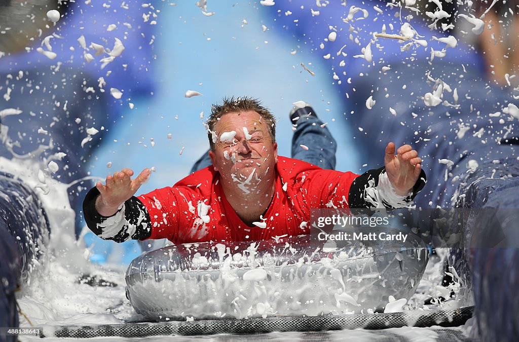 Artist Luke Jerram Creates A 90 Meter Waterslide In Bristol City Center