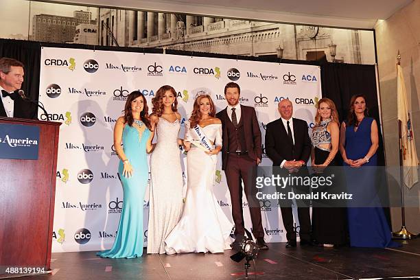 Jenni Pulos, Zendaya, Miss America 2016 Betty Cantrell, Brett Eldredge, Kevin O'Leary, Amy Purdy and Taya Kyle attends the 2016 Miss America...