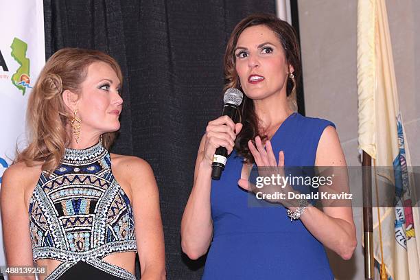 Amy Purdy and Taya Kyle speak during the 2016 Miss America Competition press conference at Boardwalk Hall Arena on September 13, 2015 in Atlantic...