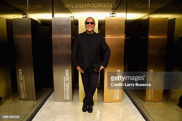 Designer Michael Kors attends the new Gold Collection fragrance launch hosted by Michael Kors featuring Duran Duran at Top of The Standard Hotel on...