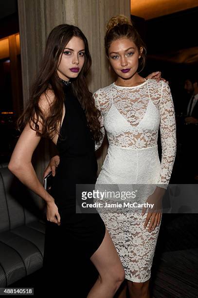 Models Kemp Muhl and Gigi Hadid attend Maybelline New York Celebrates New York Fashion Week at Sixty Five on September 13, 2015 in New York City.