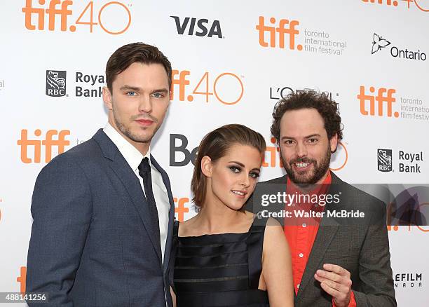 Nicholas Hoult, Kristen Stewart and Drake Doremus attend the 'Equals' premiere during the 2015 Toronto International Film Festival at the Princess of...