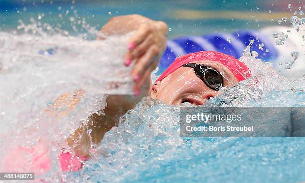 Johanna Friedrich of SC Magdeburg competes in the women's 200 m freestyle A final during day three of the German Swimming Championship 2014 at...