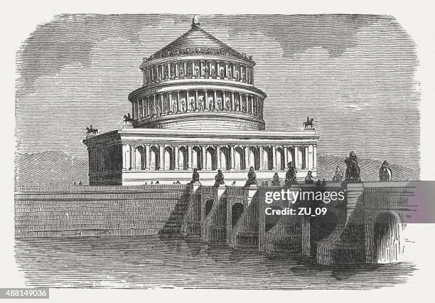 hadrian's mausoleum and aelian bridge in rome, published in 1878 - castel sant'angelo 幅插畫檔、美工圖案、卡通及圖標