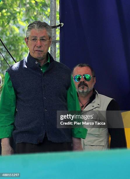 Umberto Bossi attends the annual Northern League Meeting in Pontida on May 4, 2014 in Bergamo, Italy. The annual meeting is a symbolic event held on...