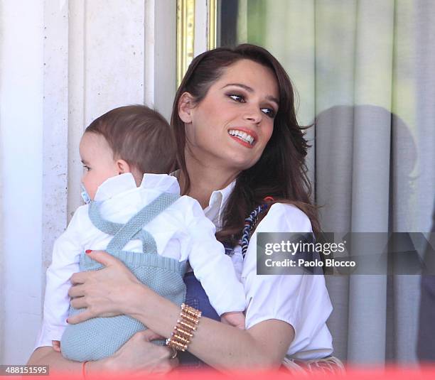 Spanish Actress Mar Saura and son Javier attend Global Champion Tour on May 3, 2014 in Madrid, Spain.