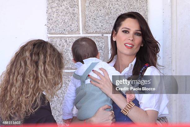 Spanish Actress Mar Saura and son Javier attend Global Champion Tour on May 3, 2014 in Madrid, Spain.