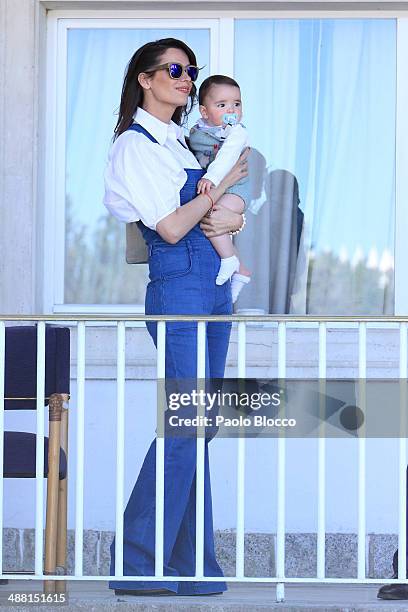 Spanish Actress Mar Saura and son Javier attend Global Champion Tour on May 3, 2014 in Madrid, Spain.