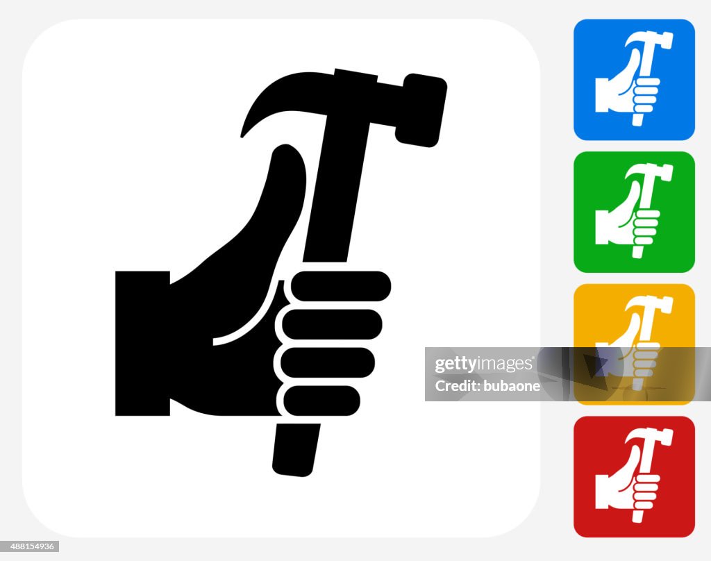 Holding Hammer Icon Flat Graphic Design