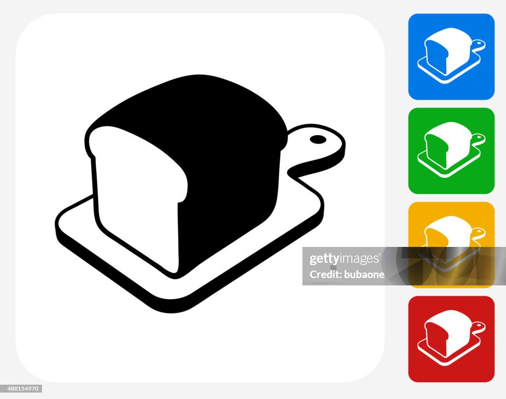 Bread on Cutting Board Icon Flat Graphic Design