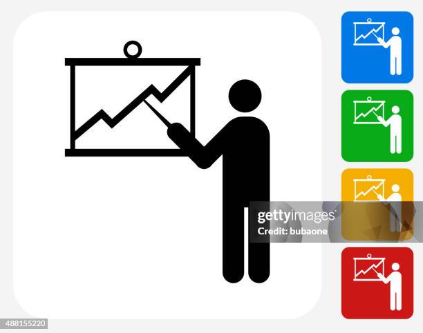 business presentation icon flat graphic design - projector presentation stock illustrations