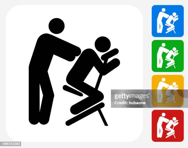 massage icon flat graphic design - chair stock illustrations