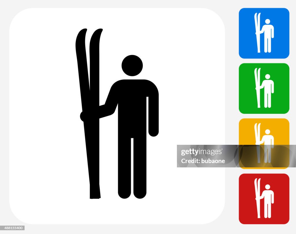Skiing Icon Flat Graphic Design