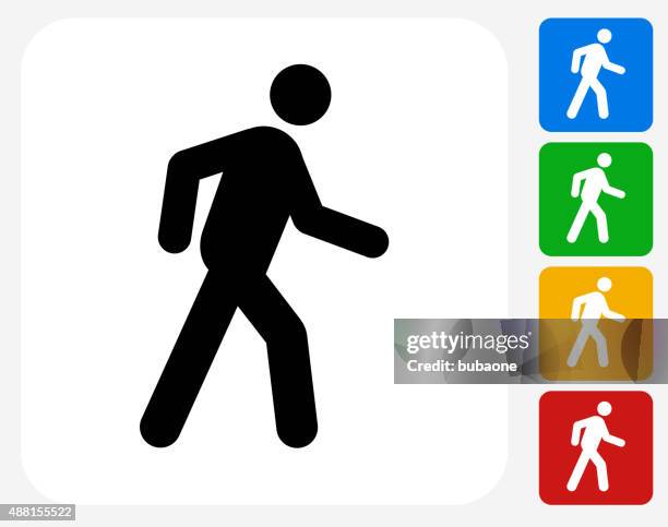 walking stick figure icon flat graphic design - walking stock illustrations
