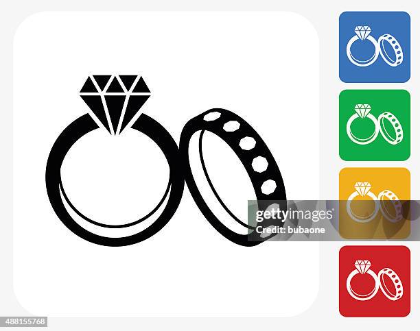 wedding rings icon flat graphic design - wedding rings isolated stock illustrations