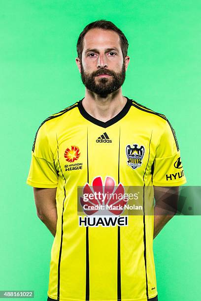 Andrew Durante poses during the Wellington Phoenix 2015/16 A-League headshots session at Fox Sports Studios on September 14, 2015 in Sydney,...