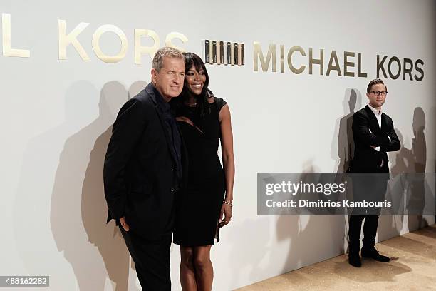 Mario Testino and Naomi Campbell attend the new Gold Collection fragrance launch hosted by Michael Kors featuring Duran Duran at Top of The Standard...