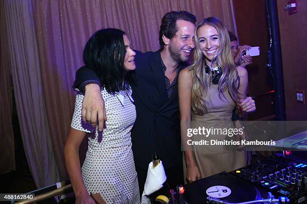 Leigh Lezark, Derek Blasberg, and Harley Viera-Newton attend the new Gold Collection fragrance launch hosted by Michael Kors featuring Duran Duran at...