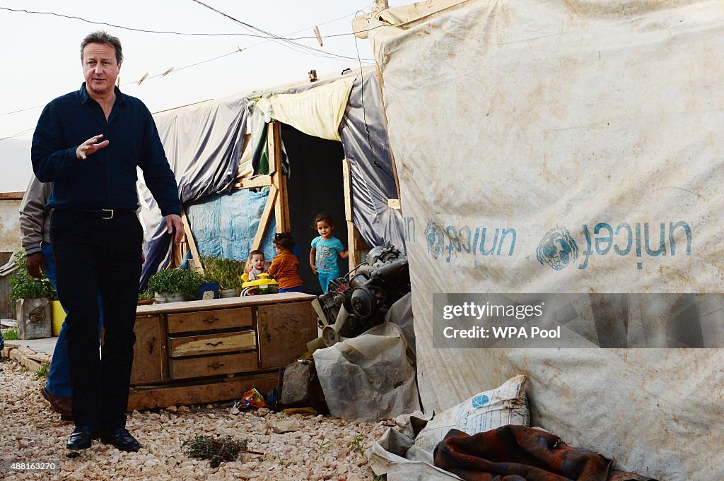 British Prime Minister David Cameron Visits Lebanese Refugee Camp