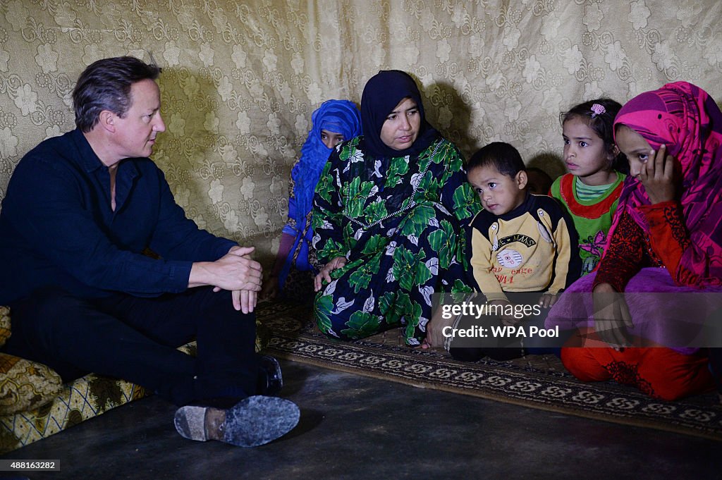 British Prime Minister David Cameron Visits Lebanese Refugee Camp