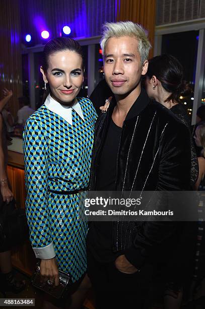 Camilla Belle and Jared Eng attend the new Gold Collection fragrance launch hosted by Michael Kors featuring Duran Duran at Top of The Standard Hotel...