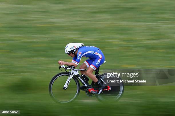 Kenny Elissonde of France and FDJ-fr during stage five of the Tour de Romandie individual time trial from Neuchatel to Neuchatel on May 4, 2014 in...