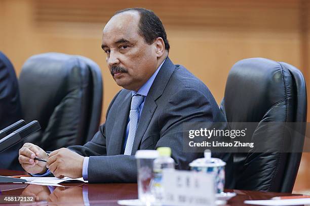 Mauritania's President Mohamed Ould Abdel Aziz meets with Chinese President Xi Jinping at the Great Hall of the People on September 14, 2015 in...