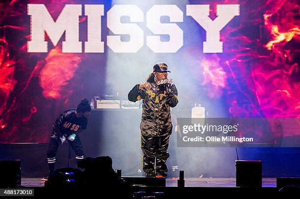 Missy Elliot performs onstage headlining day 4 of Bestival 2015 at Robin Hill Country Park on September 13, 2015 in Newport, Isle of Wight.