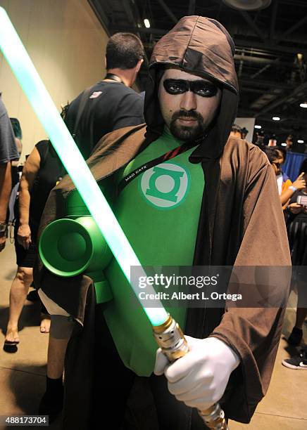 Cosplayer mashup of Jedi and Green Lantern at the Long Beach Comic-Con 2015 held at Long Beach Convention Center on September 13, 2015 in Long Beach,...