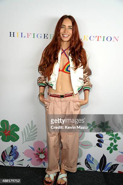 Lizzy Jagger poses backstage at Tommy Hilfiger Women's Spring 2016 during New York Fashion Week: The Shows at Pier 36 on September 14, 2015 in New...
